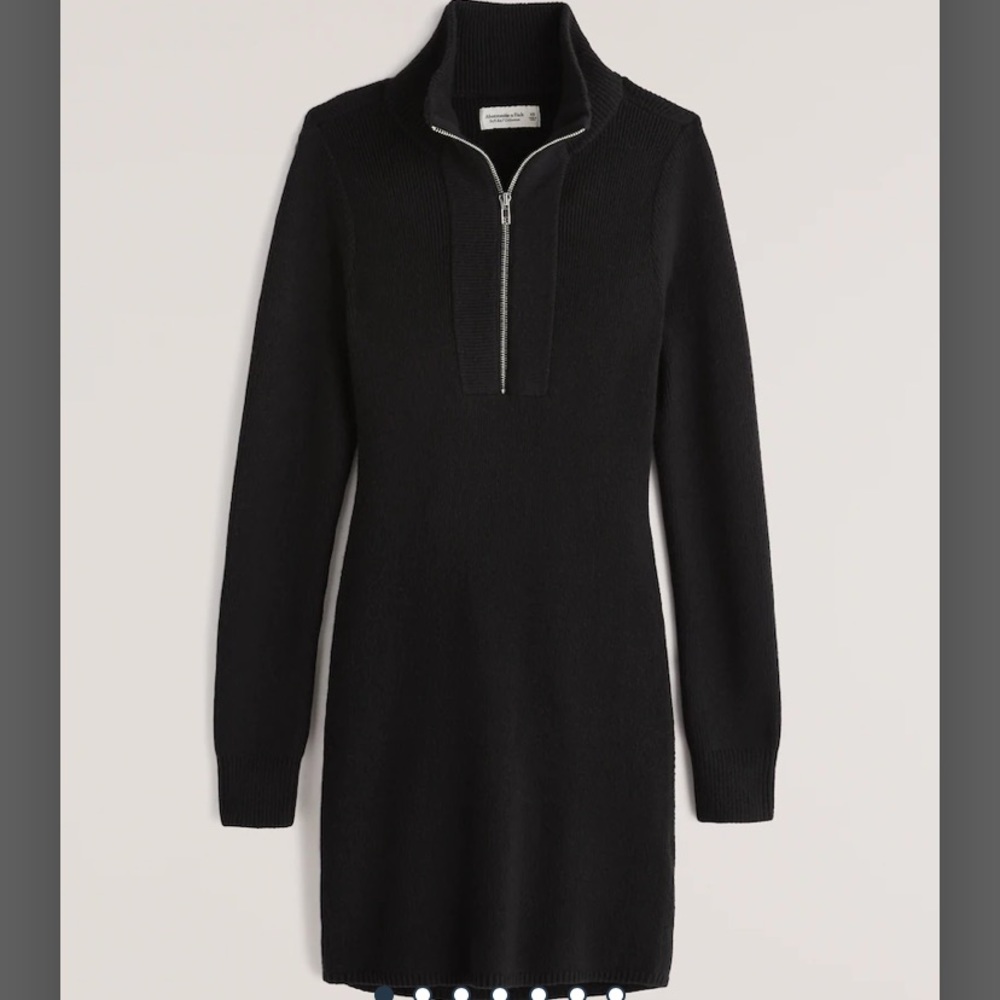 NWT Abercrombie & Fitch Half-Zip Mini Sweater Dress Black Size S